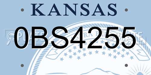 0BS4255 Kansas License Plate