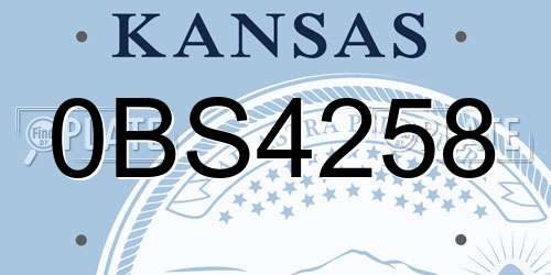 0BS4258 Kansas License Plate