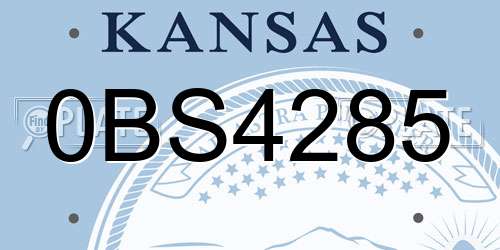 0BS4285 Kansas License Plate