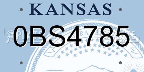 0BS4785 Kansas License Plate