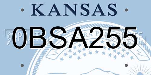 0BSA255 Kansas License Plate