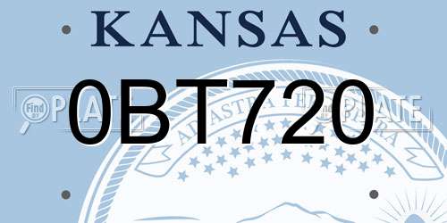0BT720 Kansas License Plate