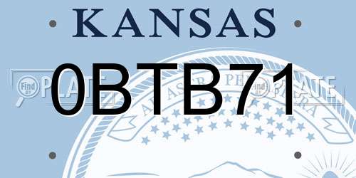 0BTB71 Kansas License Plate