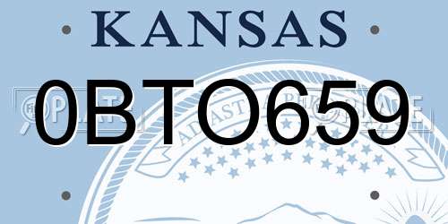0BTO659 Kansas License Plate