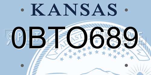 0BTO689 Kansas License Plate