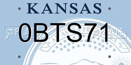 0BTS71 Kansas License Plate