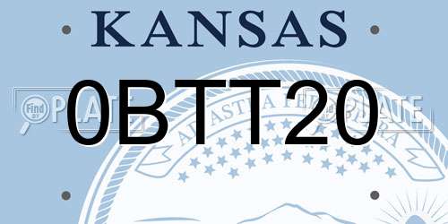 0BTT20 Kansas License Plate
