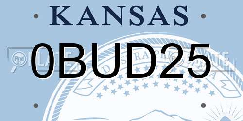 0BUD25 Kansas License Plate