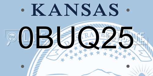 0BUQ25 Kansas License Plate