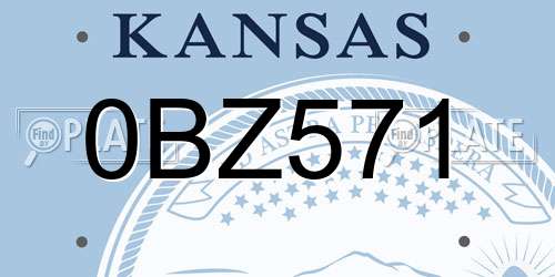 0BZ571 Kansas License Plate
