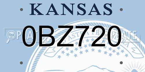 0BZ720 Kansas License Plate
