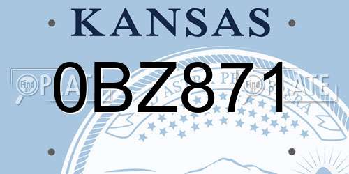 0BZ871 Kansas License Plate