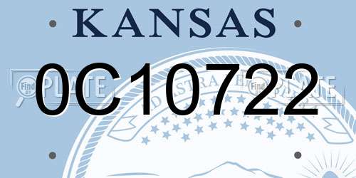0C10722 Kansas License Plate