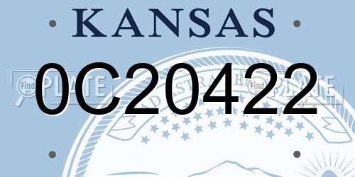 0C20422 Kansas License Plate