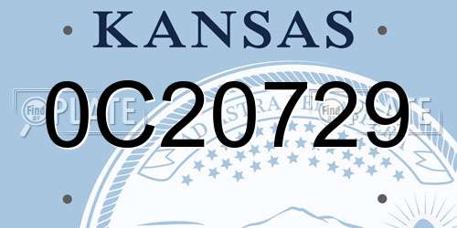 0C20729 Kansas License Plate