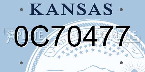 0C70477 Kansas License Plate