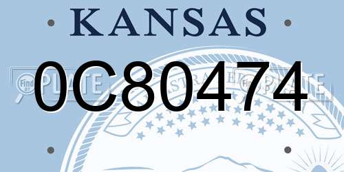 0C80474 Kansas License Plate