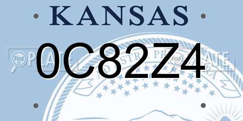 0C82Z4 Kansas License Plate
