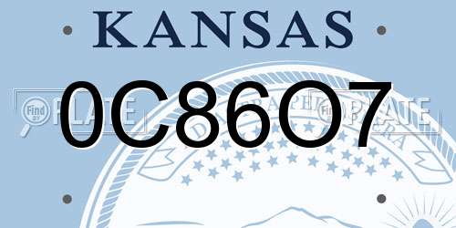 0C86O7 Kansas License Plate