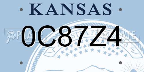0C87Z4 Kansas License Plate