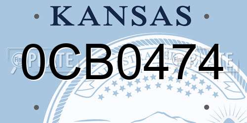 0CB0474 Kansas License Plate