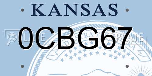 0CBG67 Kansas License Plate