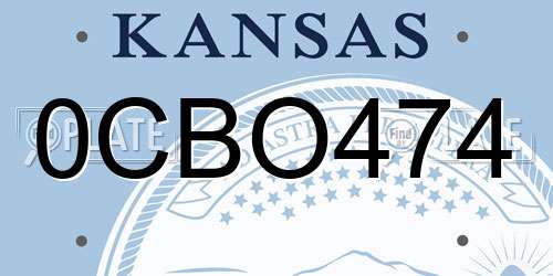 0CBO474 Kansas License Plate