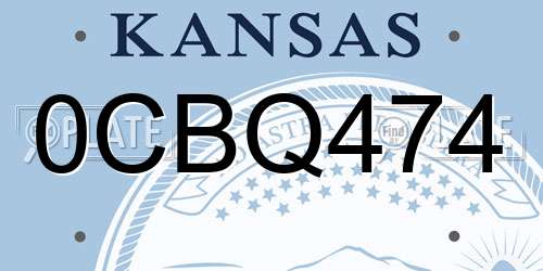 0CBQ474 Kansas License Plate