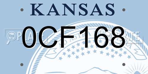0CF168 Kansas License Plate