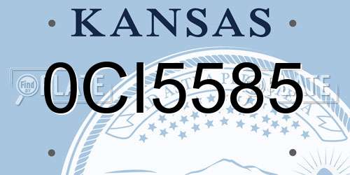 0CI5585 Kansas License Plate