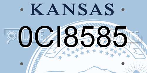 0CI8585 Kansas License Plate