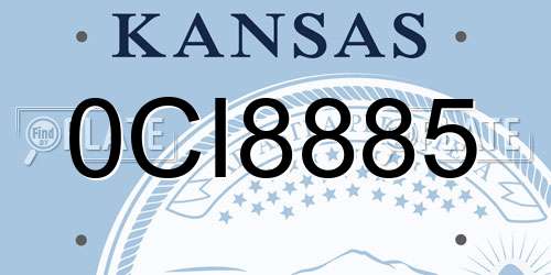 0CI8885 Kansas License Plate
