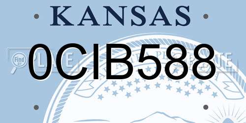 0CIB588 Kansas License Plate