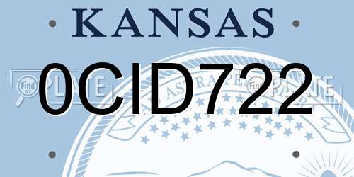 0CID722 Kansas License Plate
