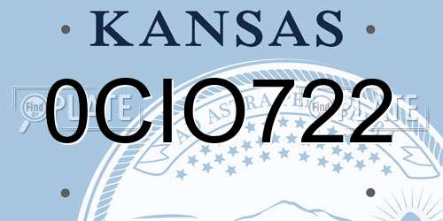 0CIO722 Kansas License Plate