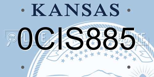 0CIS885 Kansas License Plate