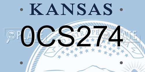 0CS274 Kansas License Plate