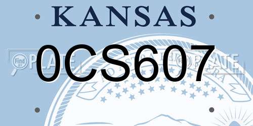 0CS607 Kansas License Plate