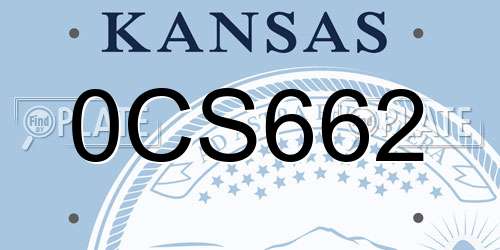 0CS662 Kansas License Plate