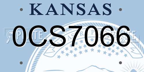 0CS7066 Kansas License Plate