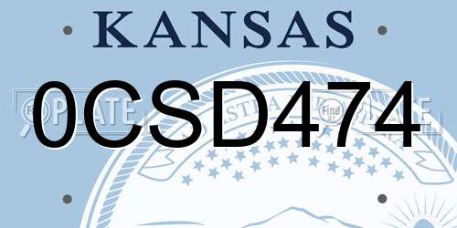 0CSD474 Kansas License Plate