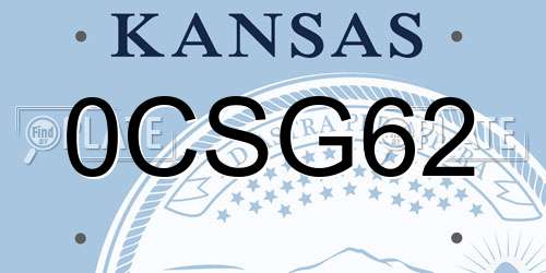 0CSG62 Kansas License Plate