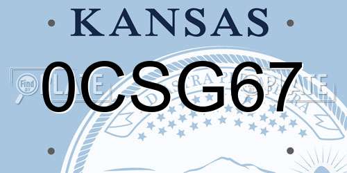 0CSG67 Kansas License Plate
