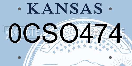 0CSO474 Kansas License Plate