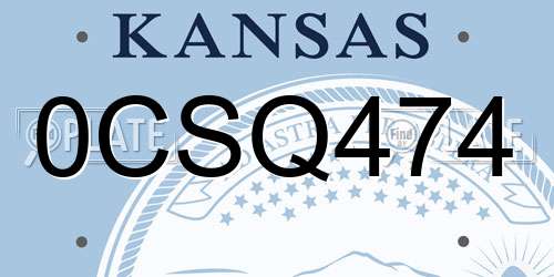 0CSQ474 Kansas License Plate