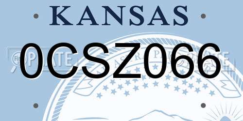 0CSZ066 Kansas License Plate