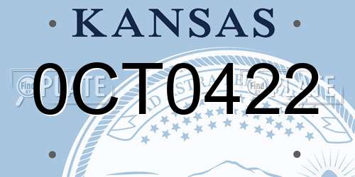 0CT0422 Kansas License Plate