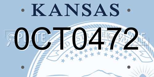 0CT0472 Kansas License Plate