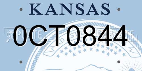 0CT0844 Kansas License Plate