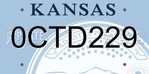 0CTD229 Kansas License Plate